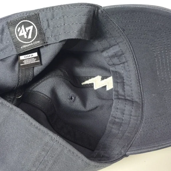 Lightning Bolt Hat Cap Men's Blue Gray Strap Back Adjustable Baseball - Picture 6 of 10